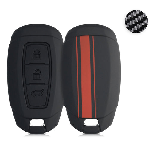 kwmobile Autoschlüssel Hülle kompatibel mit Hyundai 3-Tasten Autoschlüssel Keyless Go - Hardcover Schutzhülle Schlüsselhülle Cover Carbon Schwarz Schwarz  [dsg01]