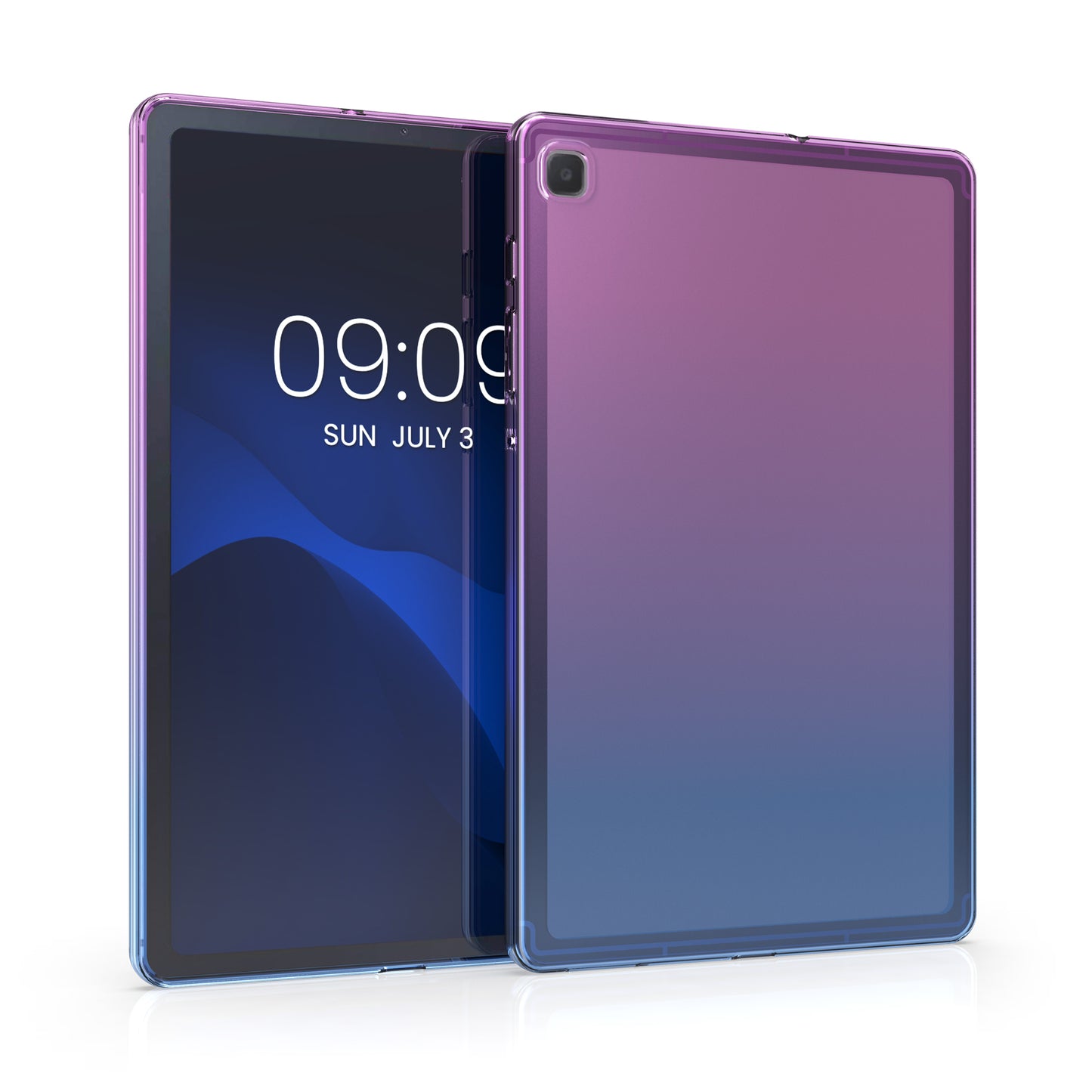 kwmobile Schutzhülle kompatibel mit Samsung Galaxy Tab S6 Lite - Hülle Silikon - Tablet Cover Case - Lavendel Türkis Transparent