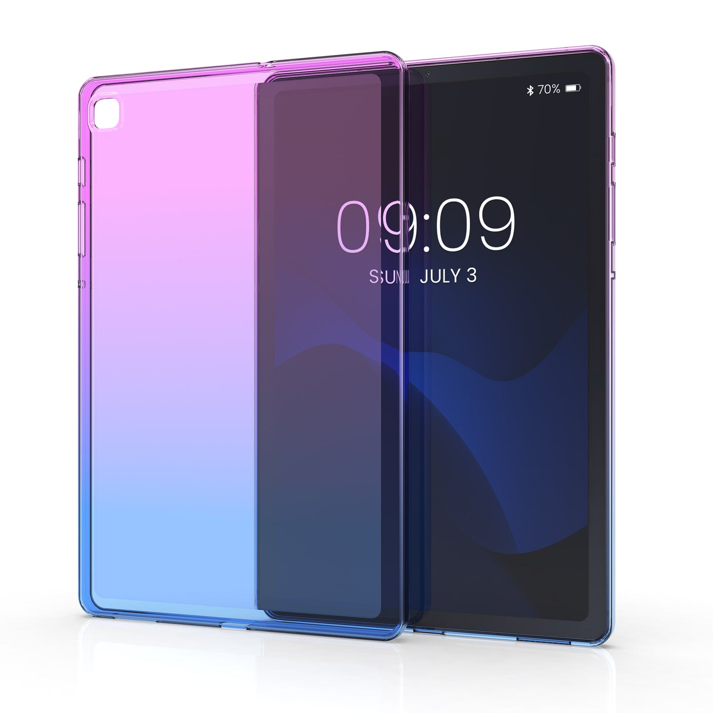 kwmobile Schutzhülle kompatibel mit Samsung Galaxy Tab S6 Lite - Hülle Silikon - Tablet Cover Case - Lavendel Türkis Transparent
