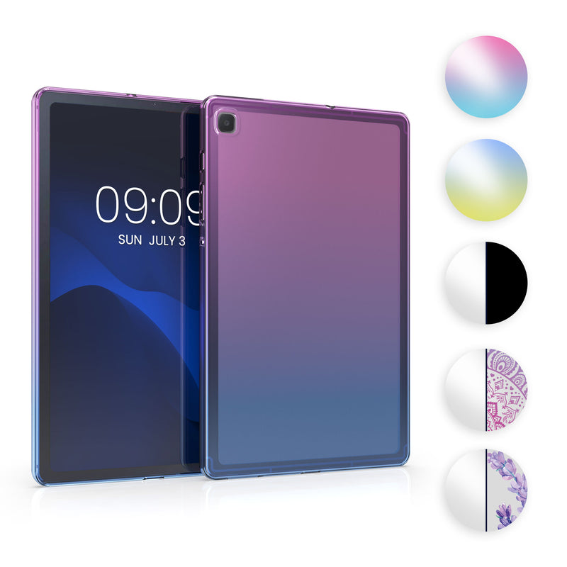 kwmobile Schutzhülle kompatibel mit Samsung Galaxy Tab S6 Lite (2024/2022/2020) - Hülle Silikon - Tablet Cover Case - Lavendel Violett Türkis Transparent Violett  [dsg06]