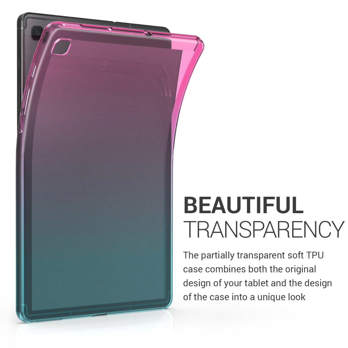 kwmobile Schutzhülle kompatibel mit Samsung Galaxy Tab S6 Lite - Hülle Silikon - Tablet Cover Case - Lavendel Türkis Transparent