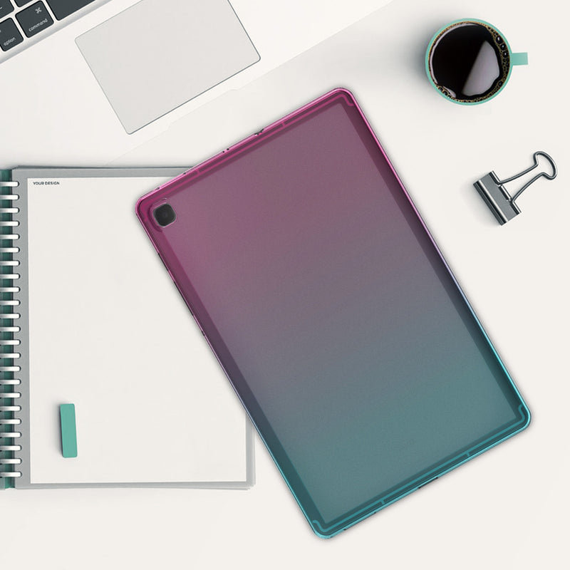 kwmobile Schutzhülle kompatibel mit Samsung Galaxy Tab S6 Lite - Hülle Silikon - Tablet Cover Case - Lavendel Türkis Transparent