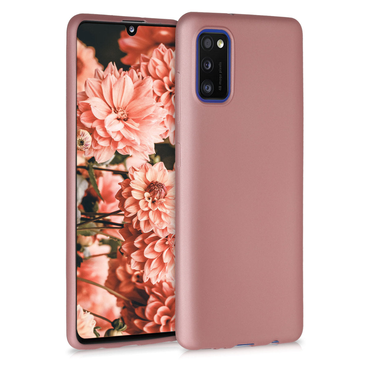 kwmobile Handyhülle für Samsung Galaxy A41 Hülle - Silikon Case metallisch schimmernd - Schutzhülle Cover
