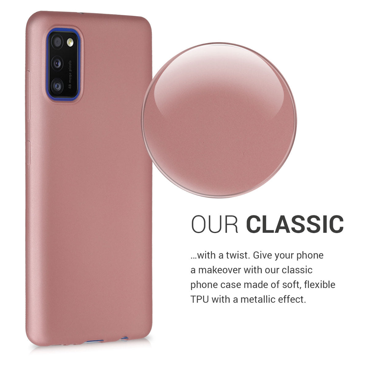 kwmobile Handyhülle für Samsung Galaxy A41 Hülle - Silikon Case metallisch schimmernd - Schutzhülle Cover