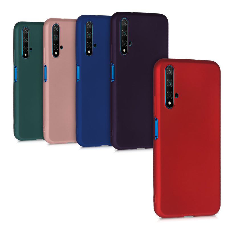 kwmobile Case kompatibel mit Huawei Nova 5T Hülle - Schutzhülle aus Silikon metallisch schimmernd - Handyhülle Metallic Blau Metallic Blau  