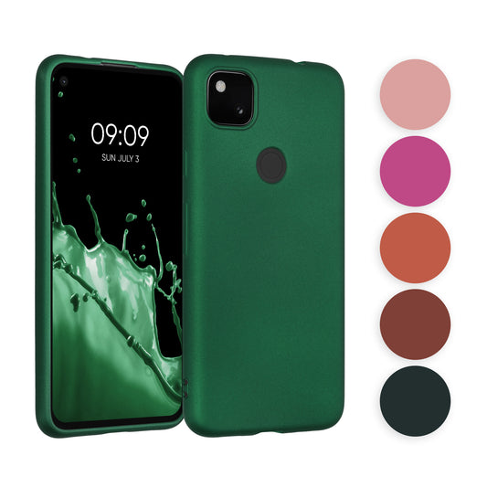 kwmobile Case kompatibel mit Google Pixel 4a Hülle - Schutzhülle aus Silikon metallisch schimmernd - Handyhülle Metallic Rosegold Metallic Rosegold  