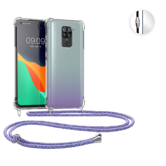 kwmobile Necklace Case kompatibel mit Xiaomi Redmi Note 9 Hülle - Silikon Cover mit Handykette - Band Handyhülle Schwarz Transparent Schwarz  