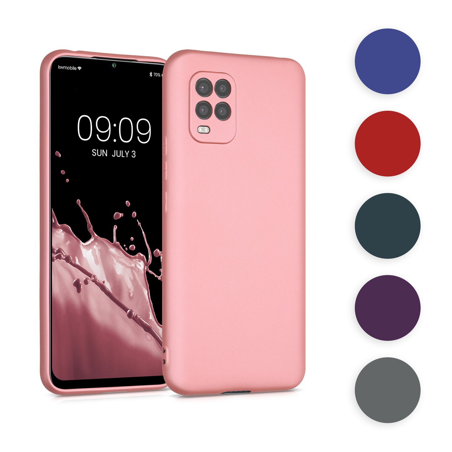 kwmobile Case kompatibel mit Xiaomi Mi 10 Lite (5G) Hülle - Schutzhülle aus Silikon metallisch schimmernd - Handyhülle Metallic Blau Metallic Blau  