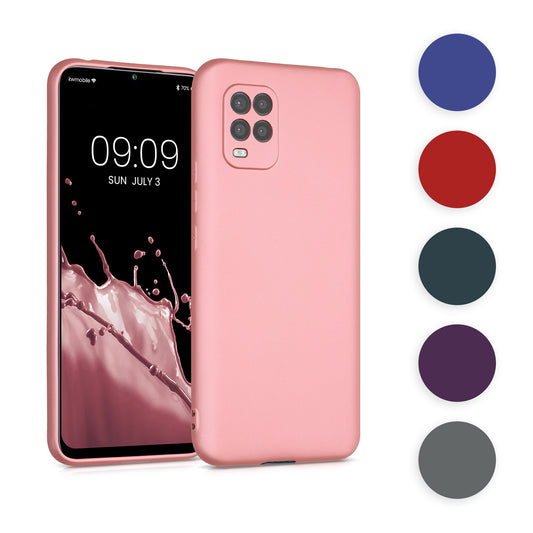 kwmobile Case kompatibel mit Xiaomi Mi 10 Lite (5G) Hülle - Schutzhülle aus Silikon metallisch schimmernd - Handyhülle Metallic Blau Metallic Blau  