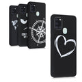kwmobile Hülle kompatibel mit Samsung Galaxy A21s - Handyhülle Silikon Case - Don't touch my Phone Weiß Schwarz Weiß  [dsg01]