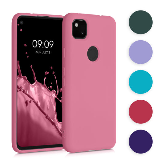 kwmobile Hülle kompatibel mit Google Pixel 4a Hülle - gummierte TPU Silikon Handyhülle - Schutzhülle für kabelloses Laden - Case in Cool Glacier Cool Glacier  