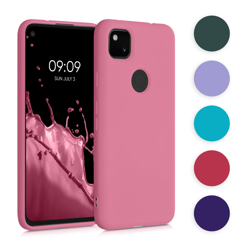 kwmobile Hülle kompatibel mit Google Pixel 4a Hülle - gummierte TPU Silikon Handyhülle - Schutzhülle für kabelloses Laden - Case in Cool Glacier Cool Glacier  