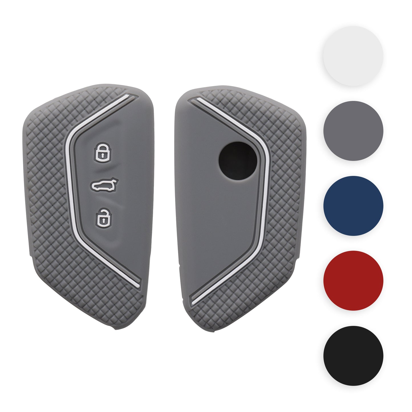 kwmobile Autoschlüssel Schutzhülle kompatibel mit VW Golf 8 3-Tasten Autoschlüssel Hülle - Schlüsselhülle aus Silikon - in Petrol Weiß Petrol  