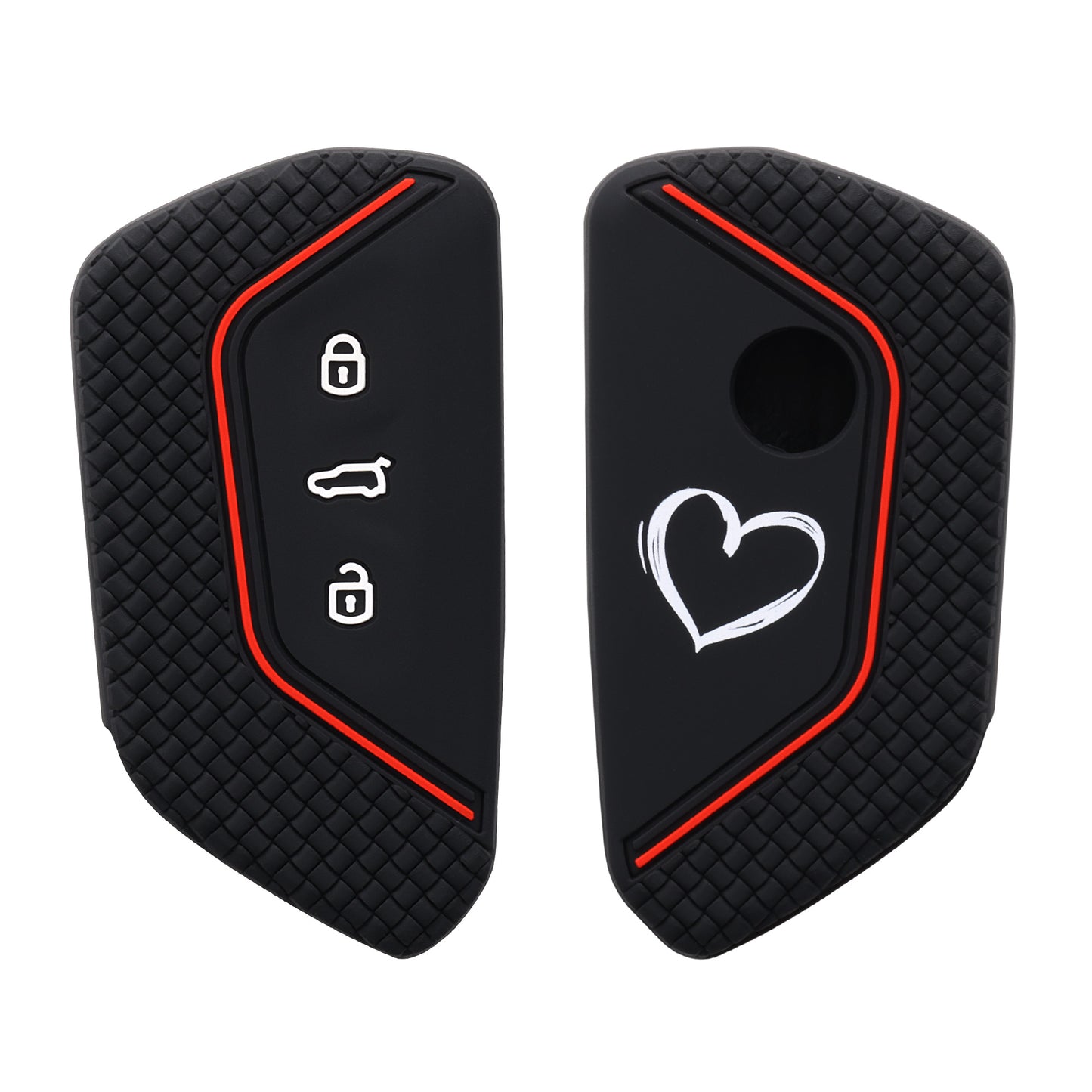 kwmobile Autoschlüssel Hülle kompatibel mit VW Golf 8 3-Tasten Autoschlüssel Hülle - Schlüsselhülle Don't touch my Key