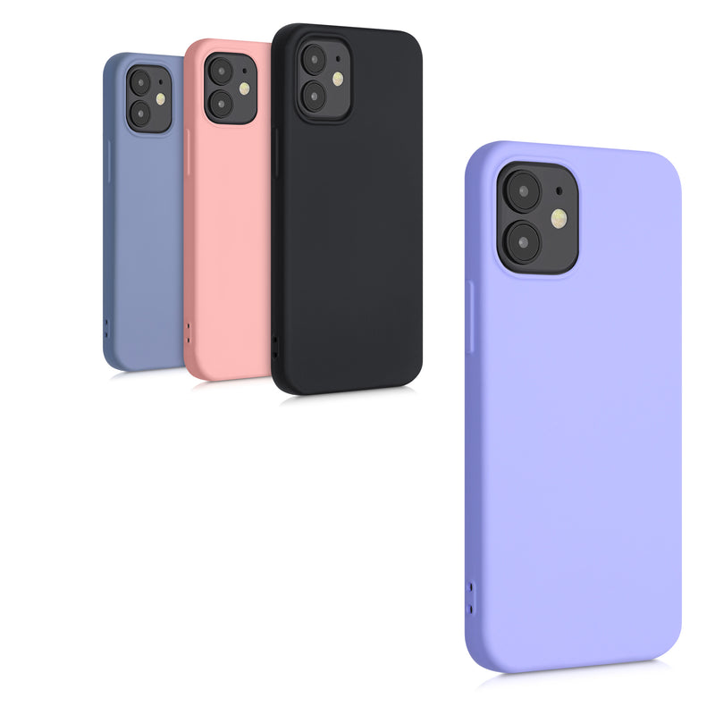 kwmobile Hülle kompatibel mit Apple iPhone 12 mini Hülle - gummierte TPU Silikon Handyhülle - Schutzhülle für kabelloses Laden - Case in Schwarz matt Schwarz matt  