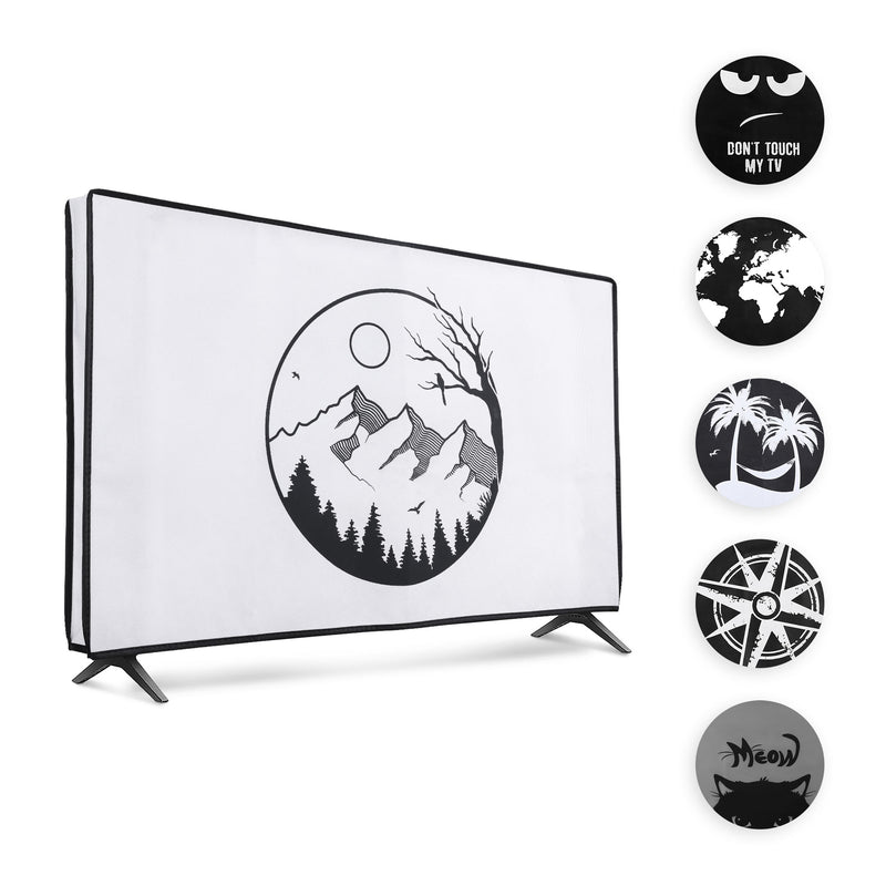 kwmobile 32" TV Hülle - Indoor Fernseher Bildschirmschutz Abdeckung - TV Bildschirm Staubschutzhülle - Katze Meow Grau Schwarz Grau  [dsg07]