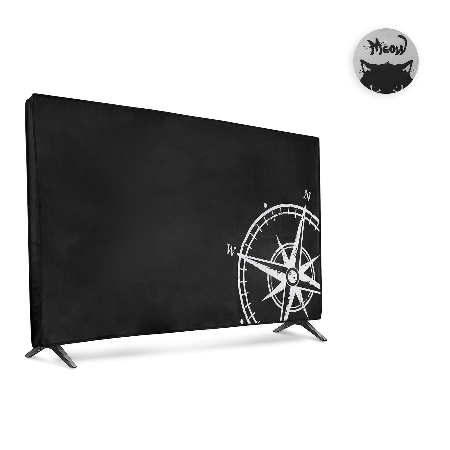 kwmobile 43" TV Hülle - Indoor Fernseher Bildschirmschutz Abdeckung - TV Bildschirm Staubschutzhülle - Katze Meow Grau Schwarz Grau  [dsg08]