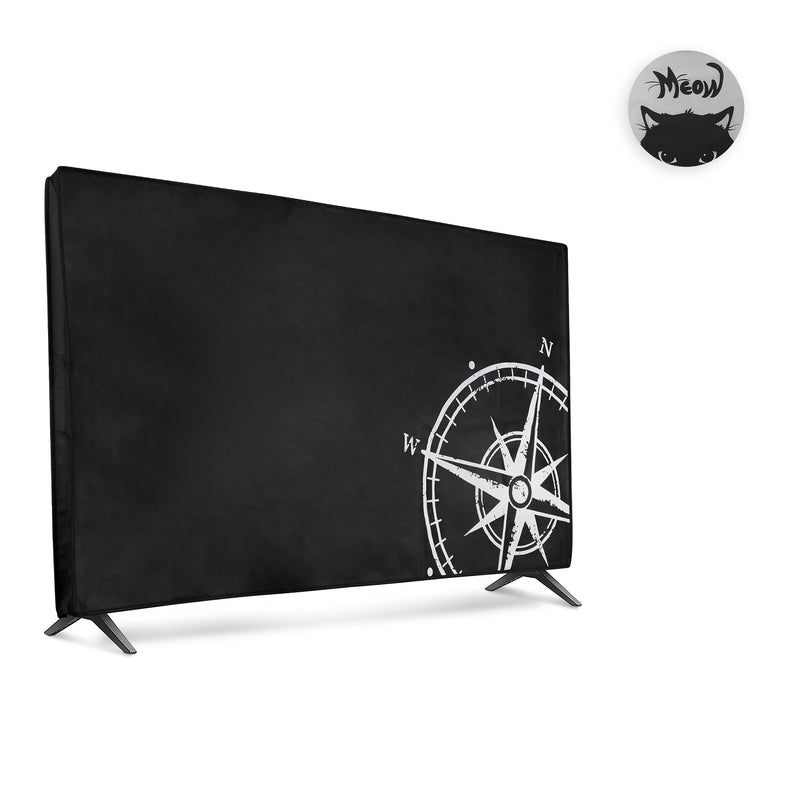 kwmobile 43" TV Hülle - Indoor Fernseher Bildschirmschutz Abdeckung - TV Bildschirm Staubschutzhülle - Katze Meow Grau Schwarz Grau  [dsg08]