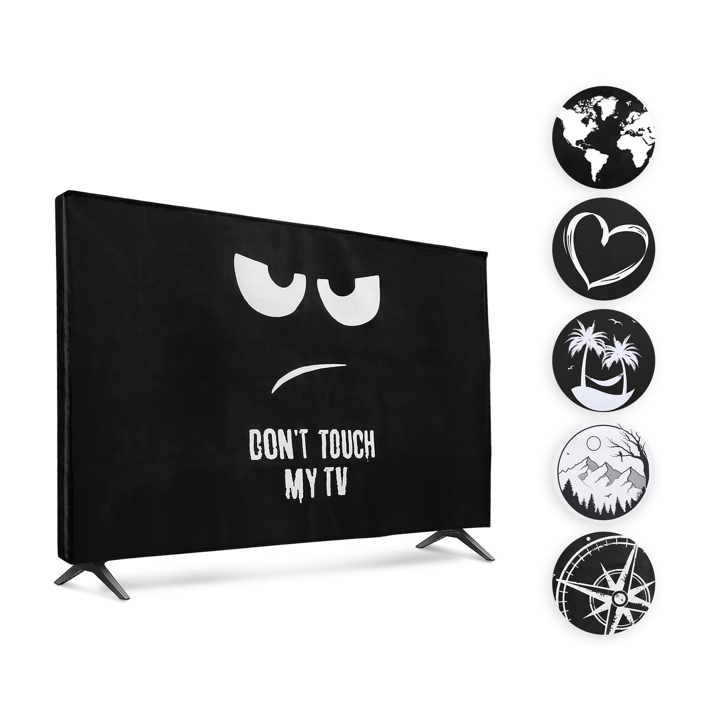 kwmobile 49-50" TV Hülle - Indoor Fernseher Bildschirmschutz Abdeckung - TV Bildschirm Staubschutzhülle - Katze Meow Grau Schwarz Grau  [dsg08]