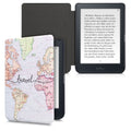 kwmobile Schutzhülle für Kobo Nia Hülle - eReader Flip Case mit Auto Sleep Funktion - Travel Schriftzug mit Mehrfarbig