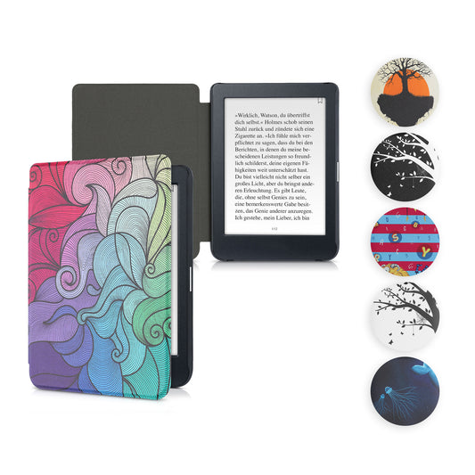 kwmobile Klapphülle kompatibel mit Kobo Nia Hülle - eReader Case - Farbrausch Pink Blau Grün Pink  [dsg22]