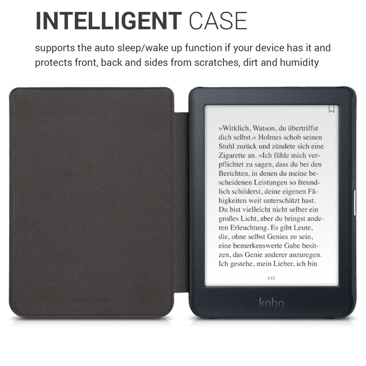 kwmobile Schutzhülle für Kobo Nia Hülle - eReader Flip Case mit Auto Sleep Funktion - Travel Schriftzug mit Mehrfarbig