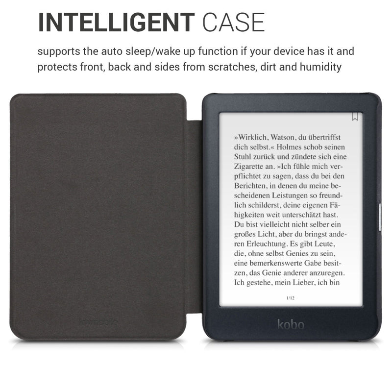 kwmobile Schutzhülle für Kobo Nia Hülle - eReader Flip Case mit Auto Sleep Funktion - Travel Schriftzug mit Mehrfarbig