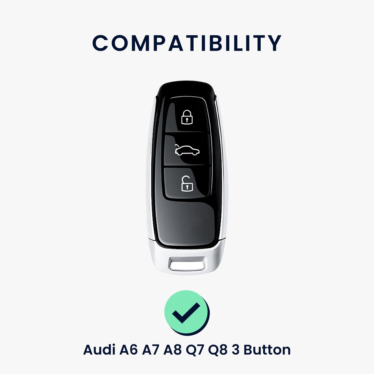 kwmobile Autoschlüssel Hülle kompatibel mit Audi A6 A7 A8 Q7 Q8 3-Tasten Autoschlüssel Keyless - Schlüsselhülle Silikon Cover