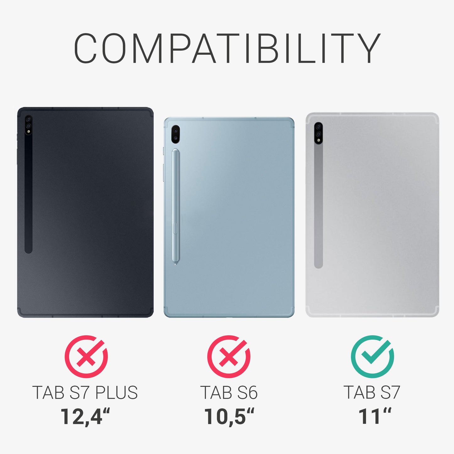 kwmobile Schutzhülle kompatibel mit Samsung Galaxy Tab S10/S9FE/S9/S8/S7 - Hülle Silikon - Tablet Cover