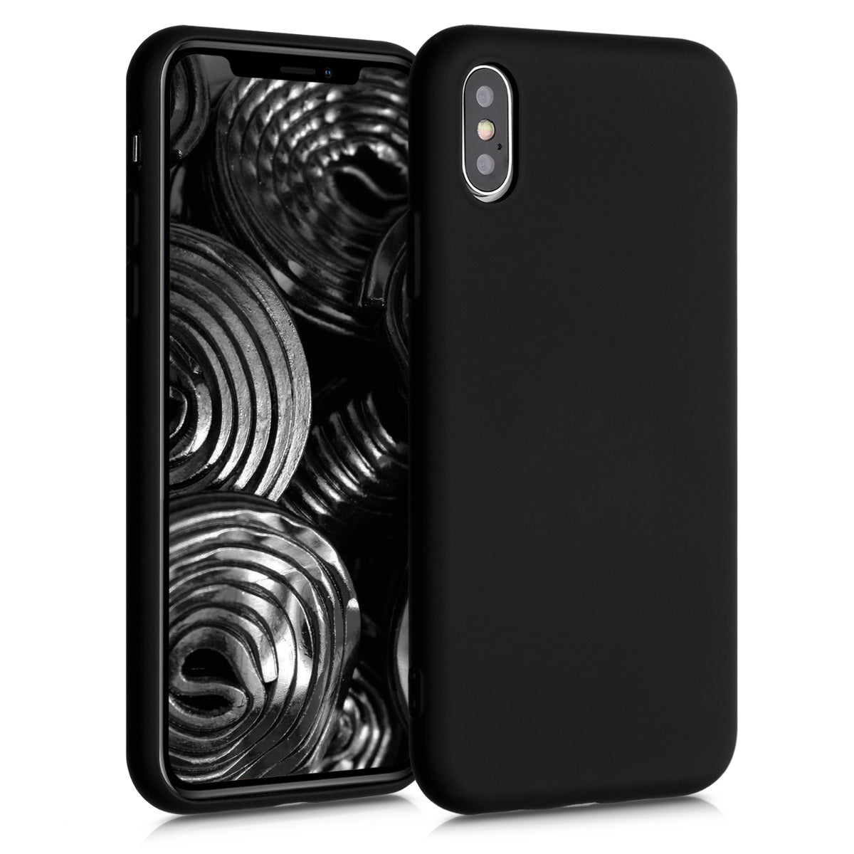 kwmobile Hülle kompatibel mit Apple iPhone XS Hülle - gummierte Silikon Handyhülle - Schutzhülle für kabelloses Laden - Case