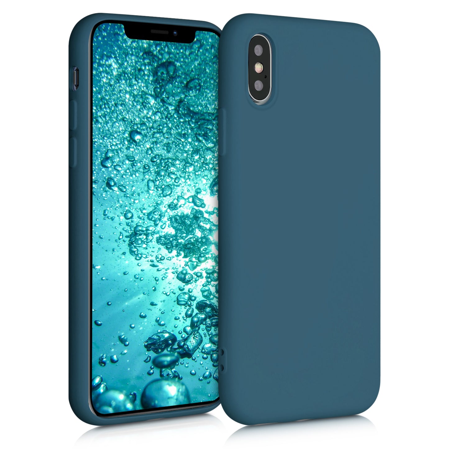 kwmobile Hülle kompatibel mit Apple iPhone XS Hülle - gummierte Silikon Handyhülle - Schutzhülle für kabelloses Laden - Case