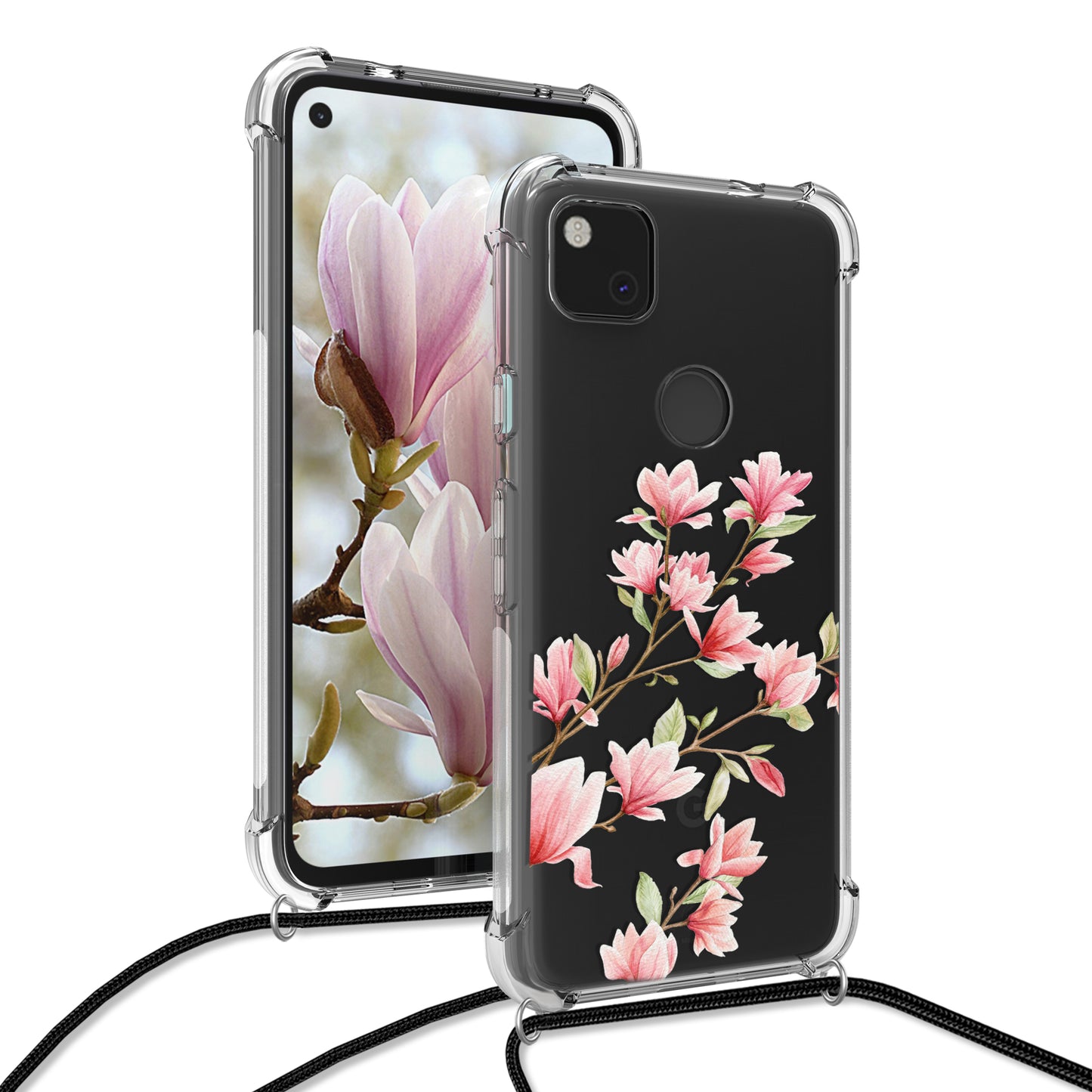 kwmobile Necklace Case kompatibel mit Google Pixel 4a Hülle Silikon Cover mit Handykette