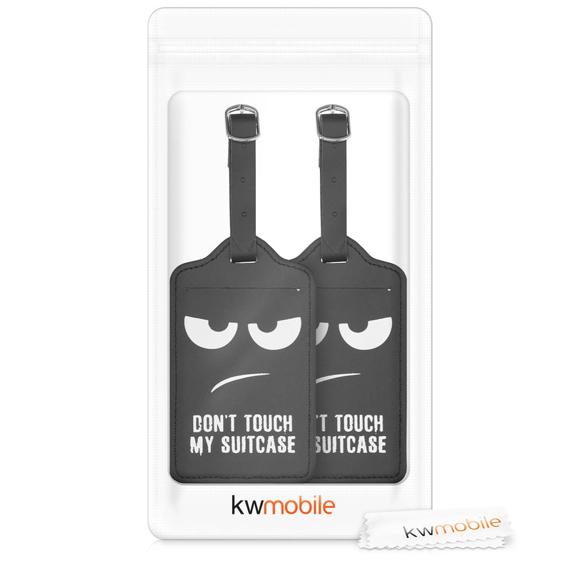 kwmobile Kofferanhänger Adressanhänger Koffer Tag Namensschild Schulranzen Gepäck Anhänger Reise Gepäckanhänger Don't touch my Suitcase