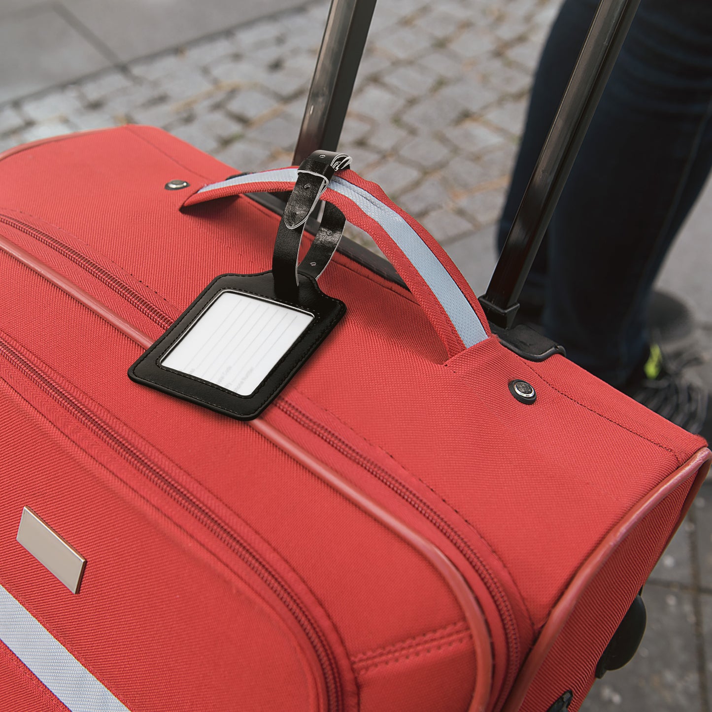 kwmobile Kofferanhänger Adressanhänger Koffer Tag Namensschild Schulranzen Gepäck Anhänger Reise Gepäckanhänger Don't touch my Suitcase