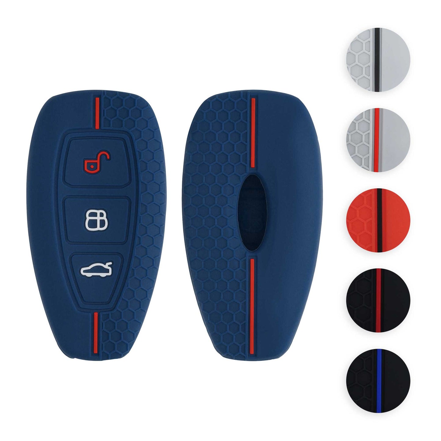 kwmobile Autoschlüssel Schutzhülle kompatibel mit Ford 3-Tasten Autoschlüssel Keyless Go Hülle - Schlüsselhülle aus Silikon - in Schwarz Orange Schwarz  [dsg20]