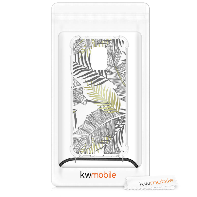 kwmobile Necklace Case kompatibel mit Xiaomi Redmi Note 9S / 9 Pro / 9 Pro Max Hülle Silikon Cover mit Handykette Transparent Dschungel