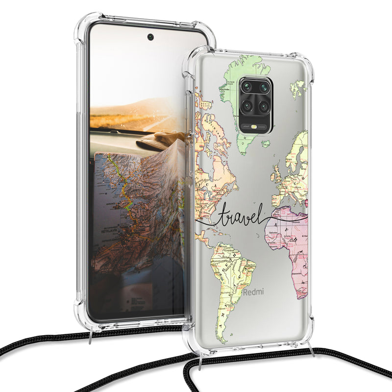 kwmobile Necklace Case kompatibel mit Xiaomi Redmi Note 9S / 9 Pro / 9 Pro Max Hülle Silikon Cover mit Handykette Transparent Dschungel