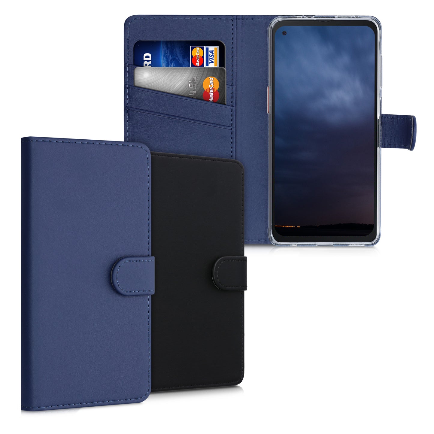 kwmobile Hülle kompatibel mit Samsung Galaxy Xcover Pro - Kunstleder Handyhülle mit Kartenfächern - in Schwarz Schwarz  