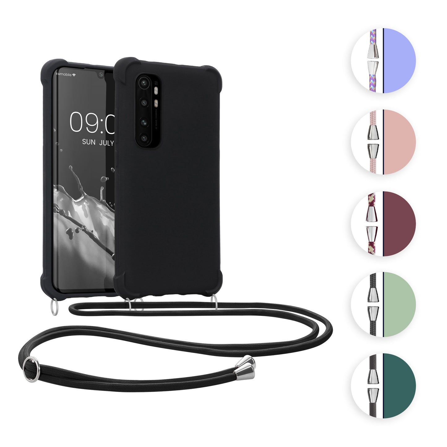 kwmobile Necklace Case kompatibel mit Xiaomi Mi Note 10 Lite Hülle - Cover mit Kordel zum Umhängen - Silikon Schutzhülle Perlmutt Perlmutt  