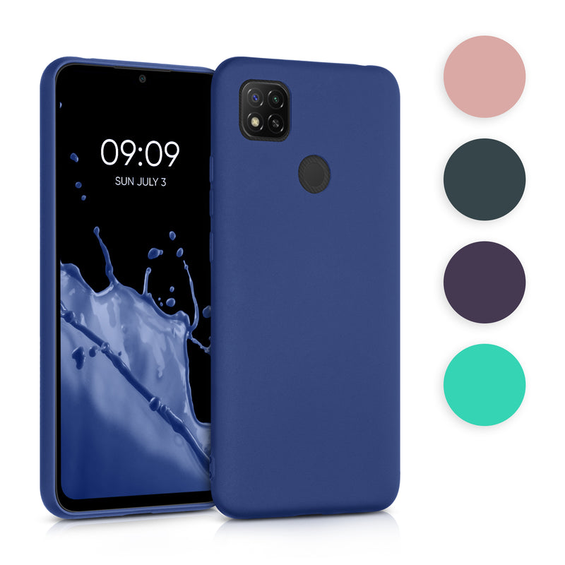 kwmobile Case kompatibel mit Xiaomi Redmi 9C Hülle - Schutzhülle aus Silikon metallisch schimmernd - Handyhülle Metallic Blau Metallic Blau  