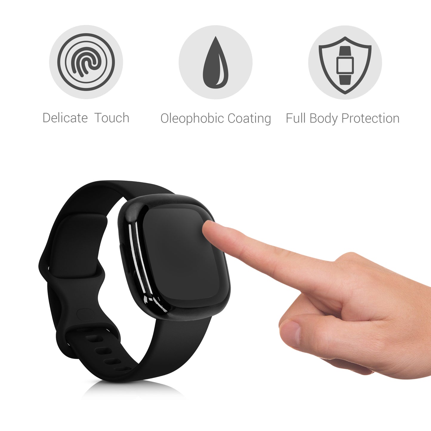 kwmobile Schutzhülle für Fitbit Versa 3 / Sense Fullbody Display Cover Set