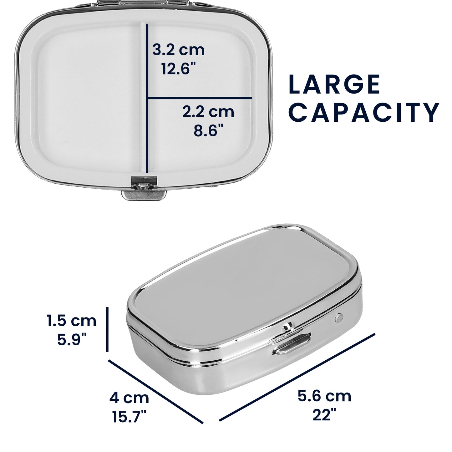 kwmobile Tablettenbox mit 2 Fächern - Pillendose klein - Tragbare Medikamentenbox Dose