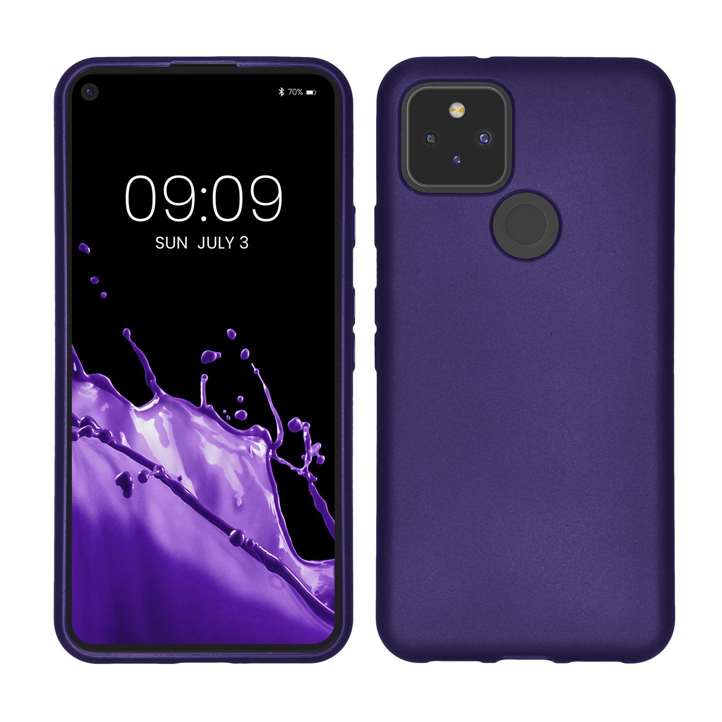 kwmobile Case kompatibel mit Google Pixel 5 Hülle - Schutzhülle aus Silikon metallisch schimmernd - Handyhülle Metallic Blauviolett Metallic Blauviolett  