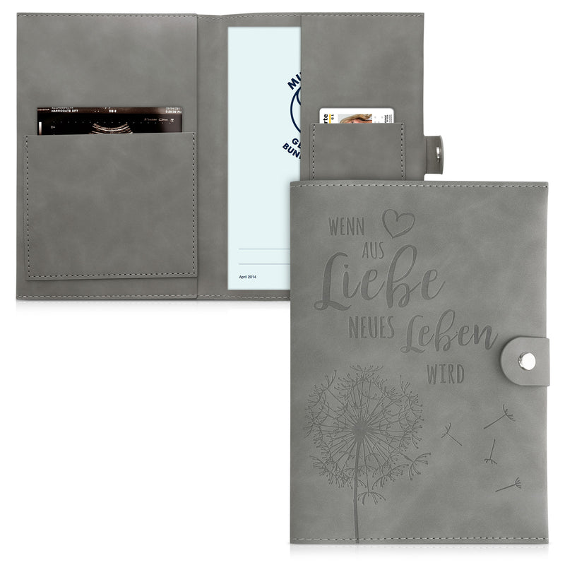 kwmobile Mutterpasshülle aus Kunstleder in Nubuklederoptik - Hülle für deutschen Mutterpass mit extra Fächern - Cover