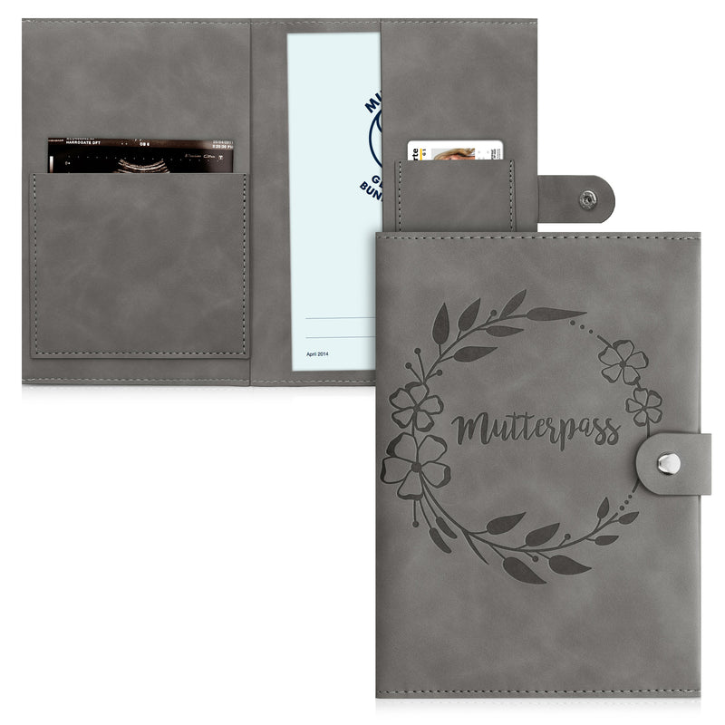 kwmobile Mutterpasshülle aus Kunstleder in Nubuklederoptik - Hülle für deutschen Mutterpass mit extra Fächern - Cover