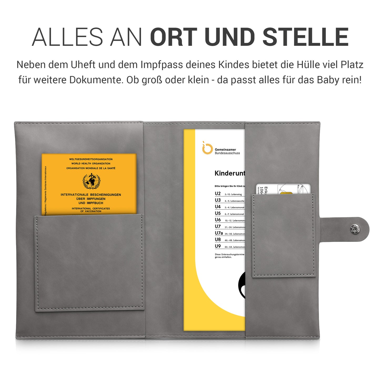 kwmobile Kunstleder Hülle für deutsches Untersuchungsheft - U-Heft Hülle und Impfpass Hülle - extra Fächer - Cover