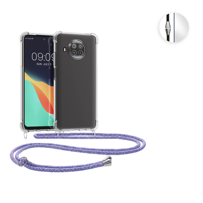kwmobile Necklace Case kompatibel mit Xiaomi Mi 10T Lite Hülle - Silikon Cover mit Handykette - Band Handyhülle Schwarz Transparent Schwarz  