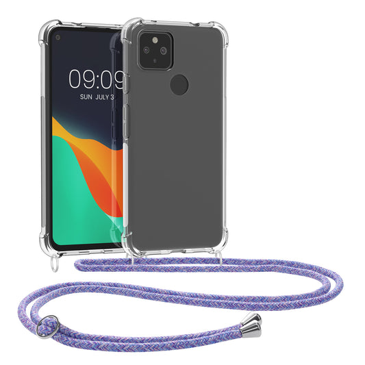 kwmobile Necklace Case kompatibel mit Google Pixel 4a 5G Hülle - Silikon Cover mit Handykette - Band Handyhülle Transparent Transparent  