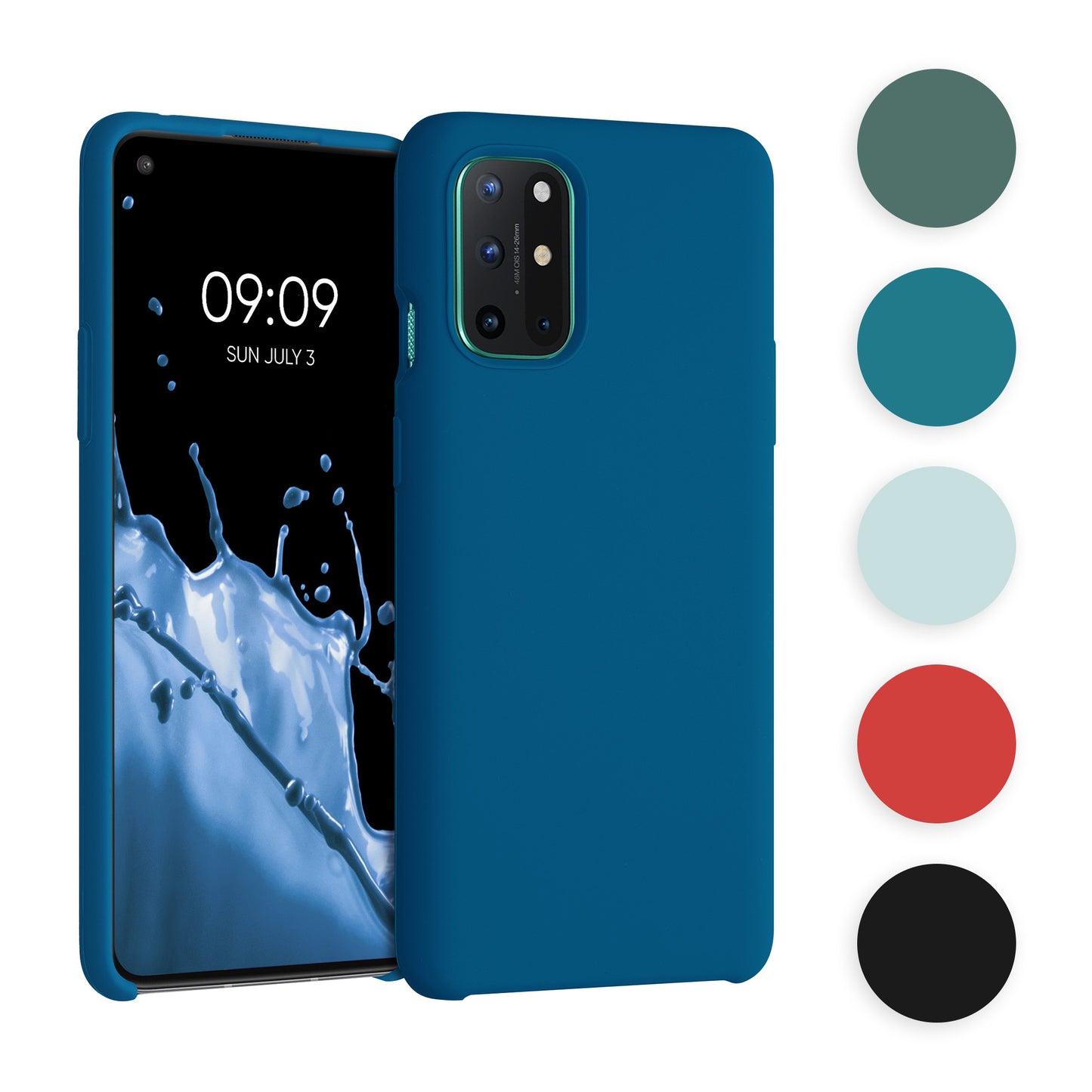 kwmobile Hülle kompatibel mit OnePlus 8T Hülle - Silikon Handy Case - Handyhülle weiche Oberfläche - kabelloses Laden - Baltik Blau Baltik Blau  