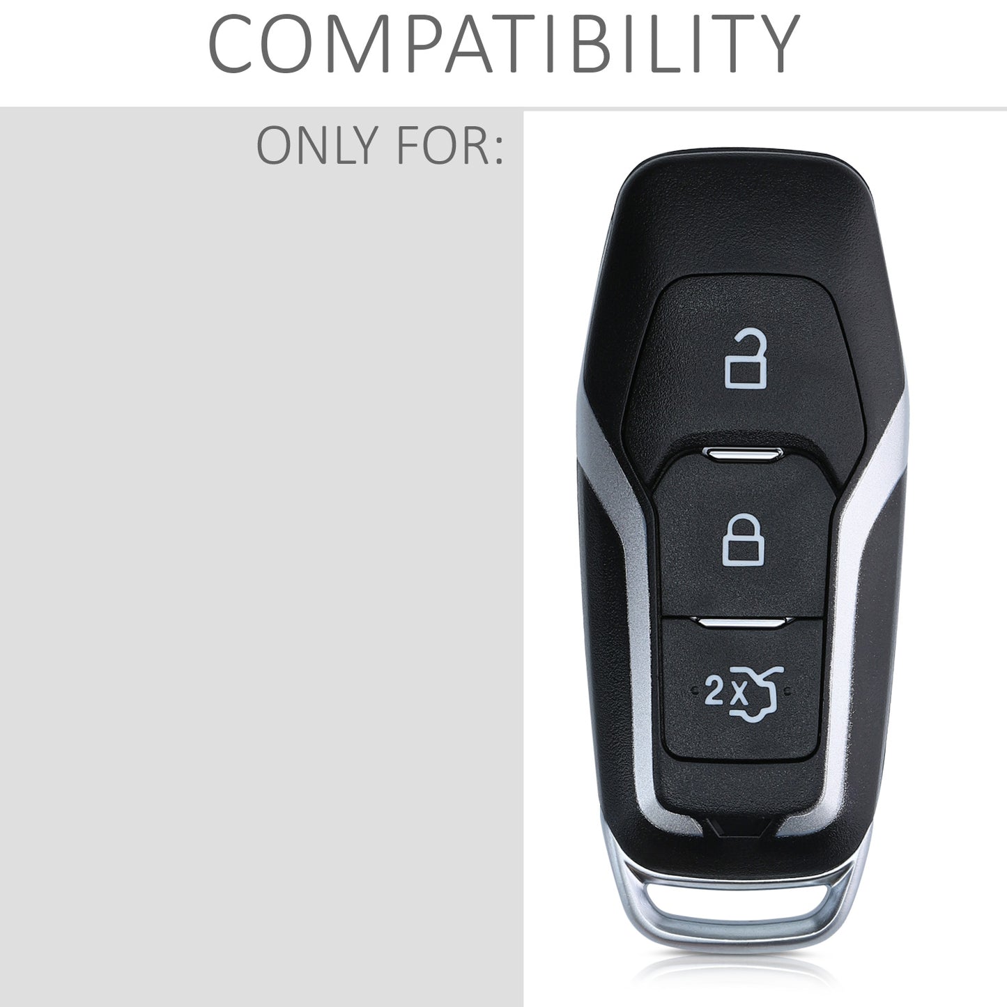 kwmobile Autoschlüssel Gehäuse kompatibel mit Ford 3-Tasten MyKey Autoschlüssel (Key Free) ohne Transponder Batterien Elektronik Auto Schlüsselgehäuse